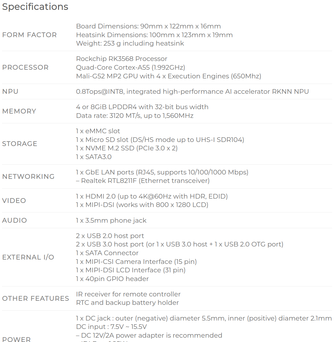 ODROID-C4 Specs